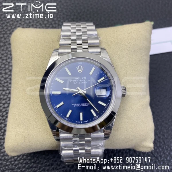 ROLEX DateJust 41 126300 904L SS VSF 1:1 Best Edition Blue Dial on Jubilee Bracelet VS3235 - Super Clone Watch | 1:1 Best Version