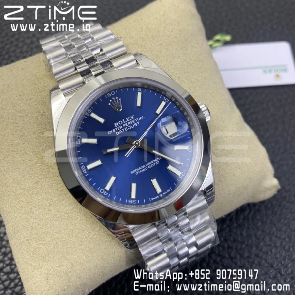 ROLEX DateJust 41 126300 904L SS VSF 1:1 Best Edition Blue Dial on Jubilee Bracelet VS3235 - Super Clone Watch | 1:1 Best Version