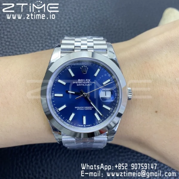 ROLEX DateJust 41 126300 904L SS VSF 1:1 Best Edition Blue Dial on Jubilee Bracelet VS3235 - Super Clone Watch | 1:1 Best Version