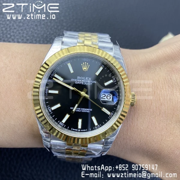 Rolex DateJust 41 126333 904L SS VSF 1:1 Best Edition Black Dial on SS/YG Jubilee Bracelet VS3235 - Super Clone Watch | 1:1 Best Version