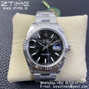 ROLEX デイトジャスト41 126334 904L SS VSF 1:1 ベストエディション ブラックダイヤル オイスターブレスレット VS3235 - スーパークローンウォッチ｜1:1 ベストバージョン