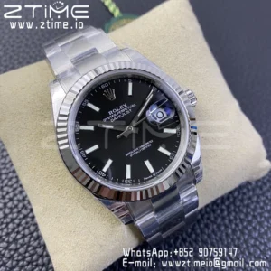 ROLEX デイトジャスト41 126334 904L SS VSF 1:1 ベストエディション ブラックダイヤル オイスターブレスレット VS3235 - スーパークローンウォッチ｜1:1 ベストバージョン