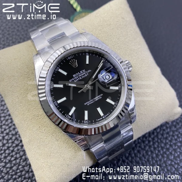 ROLEX デイトジャスト41 126334 904L SS VSF 1:1 ベストエディション ブラックダイヤル オイスターブレスレット VS3235 - スーパークローンウォッチ｜1:1 ベストバージョン