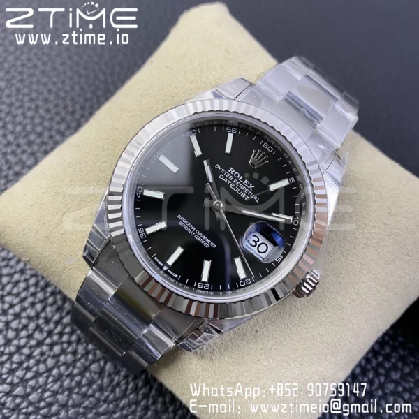 ROLEX デイトジャスト41 126334 904L SS VSF 1:1 ベストエディション ブラックダイヤル オイスターブレスレット VS3235 - スーパークローンウォッチ｜1:1 ベストバージョン