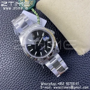 ROLEX デイトジャスト41 126334 904L SS VSF 1:1 ベストエディション ブラックダイヤル オイスターブレスレット VS3235 - スーパークローンウォッチ｜1:1 ベストバージョン