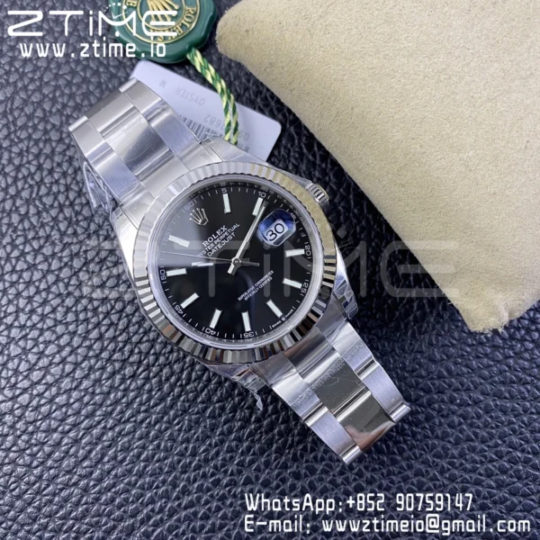 ROLEX デイトジャスト41 126334 904L SS VSF 1:1 ベストエディション ブラックダイヤル オイスターブレスレット VS3235 - スーパークローンウォッチ｜1:1 ベストバージョン