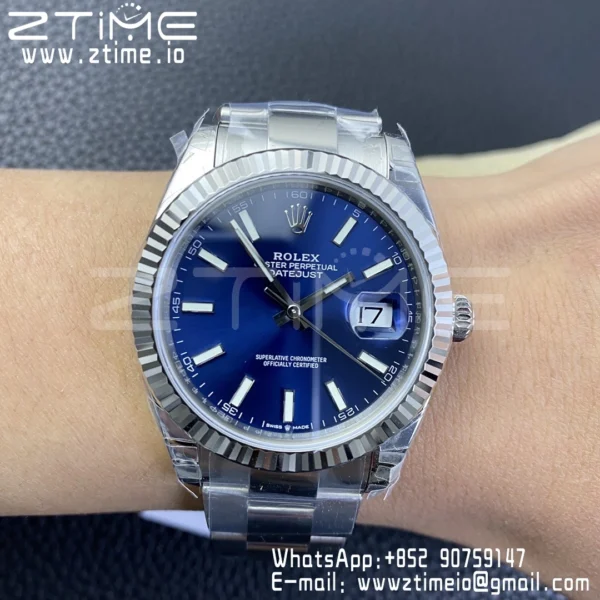 ROLEX DateJust 41 126334 904L SS VSF 1:1 Best Edition Blue Dial on Oyster Bracelet VS3235 - Super Clone Watch | 1:1 Best Version
