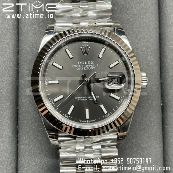 ROLEX DateJust 41 126334 904L SS VSF 1:1 Best Edition Gray Dial on Oyster Bracelet VS3235 - Super Clone Watch | 1:1 Best Version