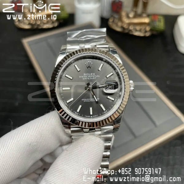 ROLEX DateJust 41 126334 904L SS VSF 1:1 Best Edition Gray Dial on Oyster Bracelet VS3235 - Super Clone Watch | 1:1 Best Version