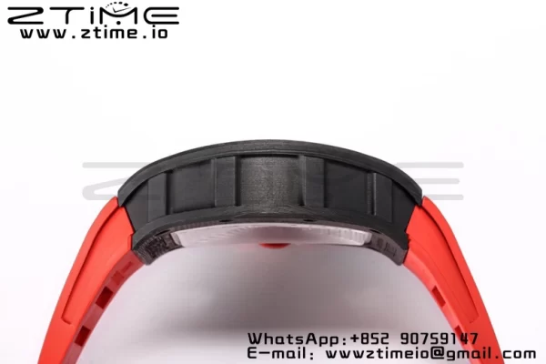 RICHARD MILLE RM055 NTPT BBR Factory Best Edition Skelett Schwarzes Zifferblatt auf rotem Kautschukband Clone RMUL2 V3 - Super Clone Watch | 1:1 Best Version