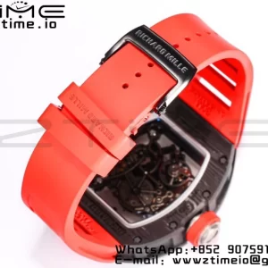 RICHARD MILLE RM055 NTPT BBR Factory Best Edition Skelett Schwarzes Zifferblatt auf rotem Kautschukband Clone RMUL2 V3 - Super Clone Watch | 1:1 Best Version