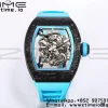 RICHARD MILLE RM055 NTPT BBRファクトリーベストエディション スケルトン ブラックダイヤル ブルーインサイドフレーム ブルーラバーストラップ クローン RMUL2 V3 - スーパークローンウォッチ｜1:1ベストバージョン
