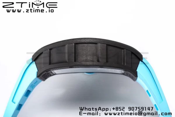 RICHARD MILLE RM055 NTPT BBR Factory Best Edition Skeleton Black Dial Blue Inside Frame on Blue Rubber Strap Clone RMUL2 V3 - Super Clone Watch | 1:1 Best Version