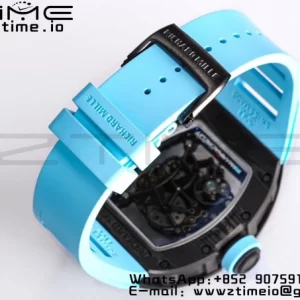 RICHARD MILLE RM055 NTPT BBR Factory Best Edition Skeleton Black Dial Blue Inside Frame on Blue Rubber Strap Clone RMUL2 V3 - Super Clone Watch | 1:1 Best Version