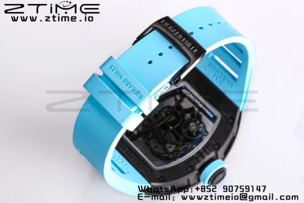 RICHARD MILLE RM055 NTPT BBR Factory Best Edition Skeleton Black Dial Blue Inside Frame on Blue Rubber Strap Clone RMUL2 V3 - Super Clone Watch | 1:1 Best Version
