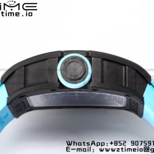 RICHARD MILLE RM055 NTPT BBR Factory Best Edition Skeleton Black Dial Blue Inside Frame on Blue Rubber Strap Clone RMUL2 V3 - Super Clone Watch | 1:1 Best Version
