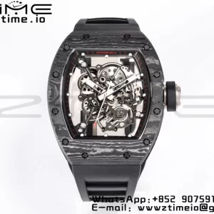 RICHARD MILLE RM055 NTPT BBR Factory Best Edition Skeleton Black Dial Black Inside Frame on Black Rubber Strap Clone RMUL2 V3 - Super Clone Watch | 1:1 Best Version