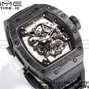 RICHARD MILLE RM055 NTPT BBRファクトリーベストエディション スケルトン ブラックダイヤル ブラックインサイドフレーム ブラックラバーストラップ クローン RMUL2 V3 - スーパークローンウォッチ｜1:1ベストバージョン
