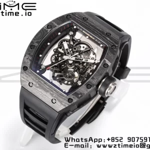 RICHARD MILLE RM055 NTPT BBRファクトリーベストエディション スケルトン ブラックダイヤル ブラックインサイドフレーム ブラックラバーストラップ クローン RMUL2 V3 - スーパークローンウォッチ｜1:1ベストバージョン
