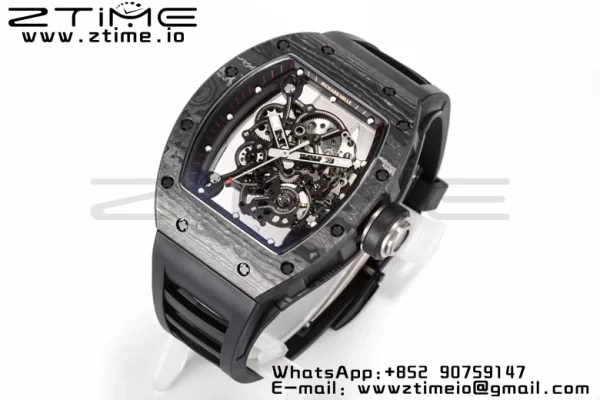RICHARD MILLE RM055 NTPT BBRファクトリーベストエディション スケルトン ブラックダイヤル ブラックインサイドフレーム ブラックラバーストラップ クローン RMUL2 V3 - スーパークローンウォッチ｜1:1ベストバージョン