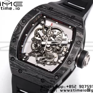 RICHARD MILLE RM055 NTPT BBRファクトリーベストエディション スケルトン ブラックダイヤル ブラックインサイドフレーム ブラックラバーストラップ クローン RMUL2 V3 - スーパークローンウォッチ｜1:1ベストバージョン