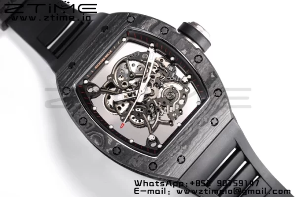 RICHARD MILLE RM055 NTPT BBRファクトリーベストエディション スケルトン ブラックダイヤル ブラックインサイドフレーム ブラックラバーストラップ クローン RMUL2 V3 - スーパークローンウォッチ｜1:1ベストバージョン