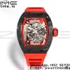 RICHARD MILLE RM055 NTPT BBR Factory Best Edition Skeleton Black Dial Red Inside Frame on Red Rubber Strap Clone RMUL2 V3 - Super Clone Watch | 1:1 Best Version