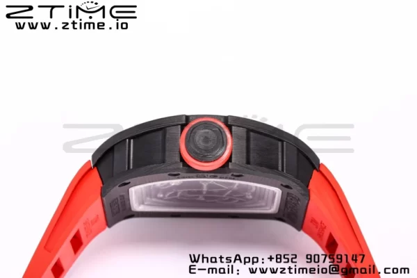 RICHARD MILLE RM055 NTPT BBRファクトリーベストエディション スケルトン ブラックダイヤル レッドインサイドフレーム レッドラバーストラップ クローン RMUL2 V3 - スーパークローンウォッチ｜1:1ベストバージョン