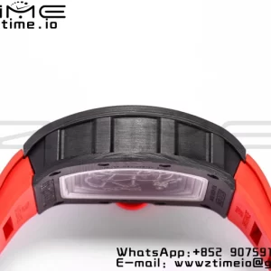 RICHARD MILLE RM055 NTPT BBRファクトリーベストエディション スケルトン ブラックダイヤル レッドインサイドフレーム レッドラバーストラップ クローン RMUL2 V3 - スーパークローンウォッチ｜1:1ベストバージョン