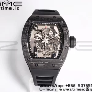 RICHARD MILLE RM055 NTPT BBR Factory Best Edition Skeleton Black Dial Black Inside Frame on Black Rubber Strap Clone RMUL2 V3 - Super Clone Watch | 1:1 Best Version