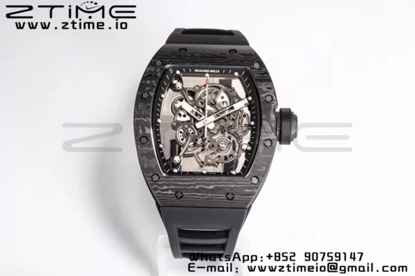 RICHARD MILLE RM055 NTPT BBR Factory Best Edition Skeleton Black Dial Black Inside Frame on Black Rubber Strap Clone RMUL2 V3 - Super Clone Watch | 1:1 Best Version