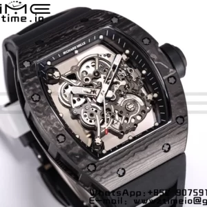 RICHARD MILLE RM055 NTPT BBR Factory Best Edition Skeleton Black Dial Black Inside Frame on Black Rubber Strap Clone RMUL2 V3 - Super Clone Watch | 1:1 Best Version