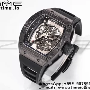 RICHARD MILLE RM055 NTPT BBR Factory Best Edition Skeleton Black Dial Black Inside Frame on Black Rubber Strap Clone RMUL2 V3 - Super Clone Watch | 1:1 Best Version