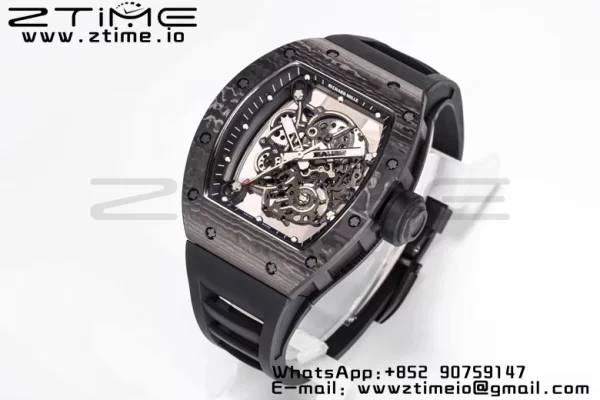 RICHARD MILLE RM055 NTPT BBR Factory Best Edition Skeleton Black Dial Black Inside Frame on Black Rubber Strap Clone RMUL2 V3 - Super Clone Watch | 1:1 Best Version
