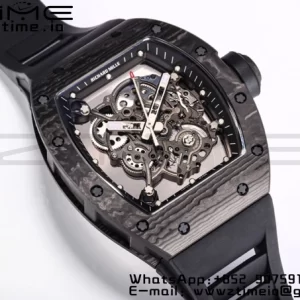 RICHARD MILLE RM055 NTPT BBR Factory Best Edition Skeleton Black Dial Black Inside Frame on Black Rubber Strap Clone RMUL2 V3 - Super Clone Watch | 1:1 Best Version