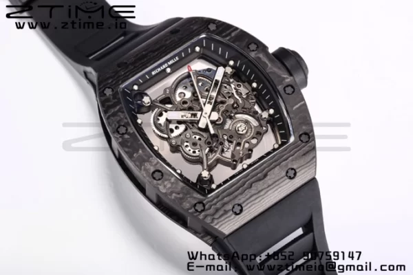 RICHARD MILLE RM055 NTPT BBR Factory Best Edition Skeleton Black Dial Black Inside Frame on Black Rubber Strap Clone RMUL2 V3 - Super Clone Watch | 1:1 Best Version