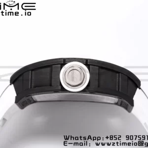 RICHARD MILLE RM055 NTPT BBR Factory Best Edition Skeleton Black Dial White Inside Frame on White Rubber Strap Clone RMUL2 V3 - Super Clone Watch | 1:1 Best Version