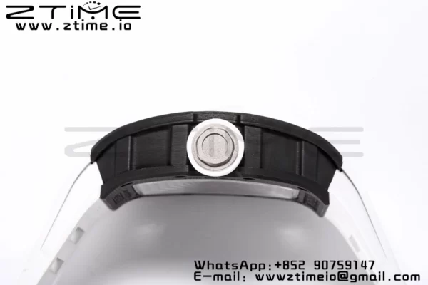 RICHARD MILLE RM055 NTPT BBR Factory Best Edition Skeleton Black Dial White Inside Frame on White Rubber Strap Clone RMUL2 V3 - Super Clone Watch | 1:1 Best Version