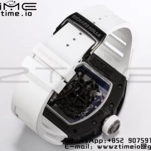 RICHARD MILLE RM055 NTPT BBR Factory Best Edition Skeleton Black Dial White Inside Frame on White Rubber Strap Clone RMUL2 V3 - Super Clone Watch | 1:1 Best Version