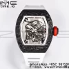 RICHARD MILLE RM055 NTPT BBRファクトリーベストエディション スケルトン ブラックダイヤル ホワイトインサイドフレーム ホワイトラバーストラップ クローン RMUL2 V3 - スーパークローンウォッチ｜1:1ベストバージョン