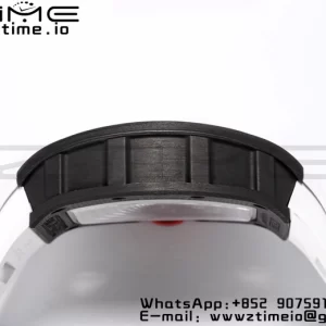 RICHARD MILLE RM055 NTPT BBR Factory Best Edition Skeleton Black Dial White Inside Frame on White Rubber Strap Clone RMUL2 V3 - Super Clone Watch | 1:1 Best Version