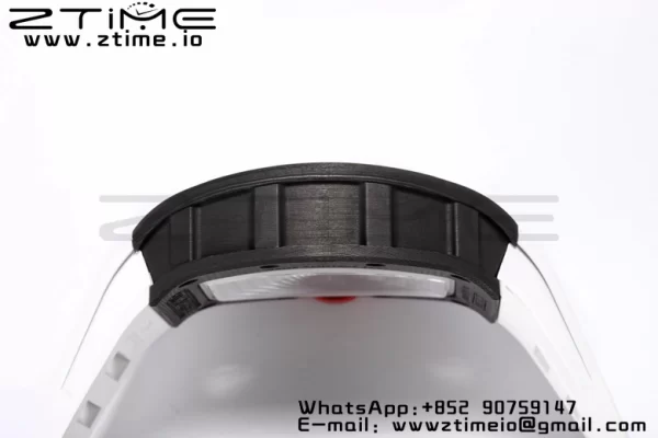RICHARD MILLE RM055 NTPT BBR Factory Best Edition Skeleton Black Dial White Inside Frame on White Rubber Strap Clone RMUL2 V3 - Super Clone Watch | 1:1 Best Version