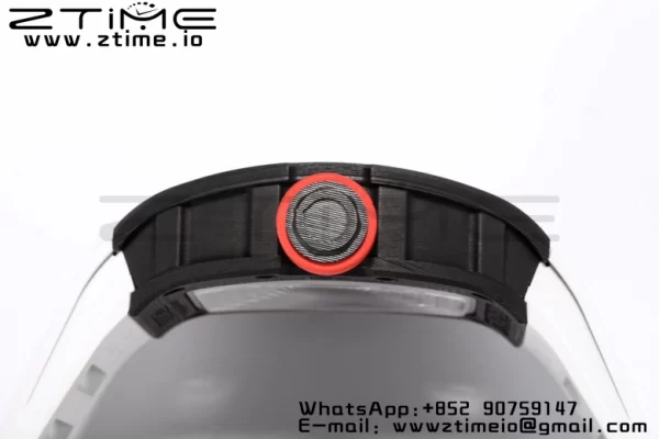 RICHARD MILLE RM055 NTPT BBR Factory Best Edition Skeleton Black Dial White Inside Frame on White Rubber Strap Clone RMUL2 V3 - Super Clone Watch | 1:1 Best Version