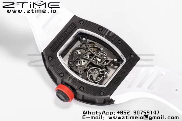 RICHARD MILLE RM055 NTPT BBR Factory Best Edition Skeleton Black Dial White Inside Frame on White Rubber Strap Clone RMUL2 V3 - Super Clone Watch | 1:1 Best Version