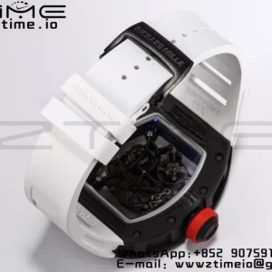 RICHARD MILLE RM055 NTPT BBR Factory Best Edition Skeleton Black Dial White Inside Frame on White Rubber Strap Clone RMUL2 V3 - Super Clone Watch | 1:1 Best Version