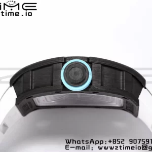 RICHARD MILLE RM055 NTPT BBR Factory Best Edition Skeleton Black Dial White Inside Frame on White Rubber Strap Clone RMUL2 V3 - Super Clone Watch | 1:1 Best Version