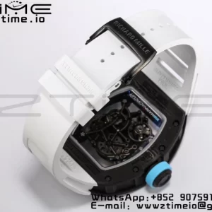 RICHARD MILLE RM055 NTPT BBR Factory Best Edition Skeleton Black Dial White Inside Frame on White Rubber Strap Clone RMUL2 V3 - Super Clone Watch | 1:1 Best Version