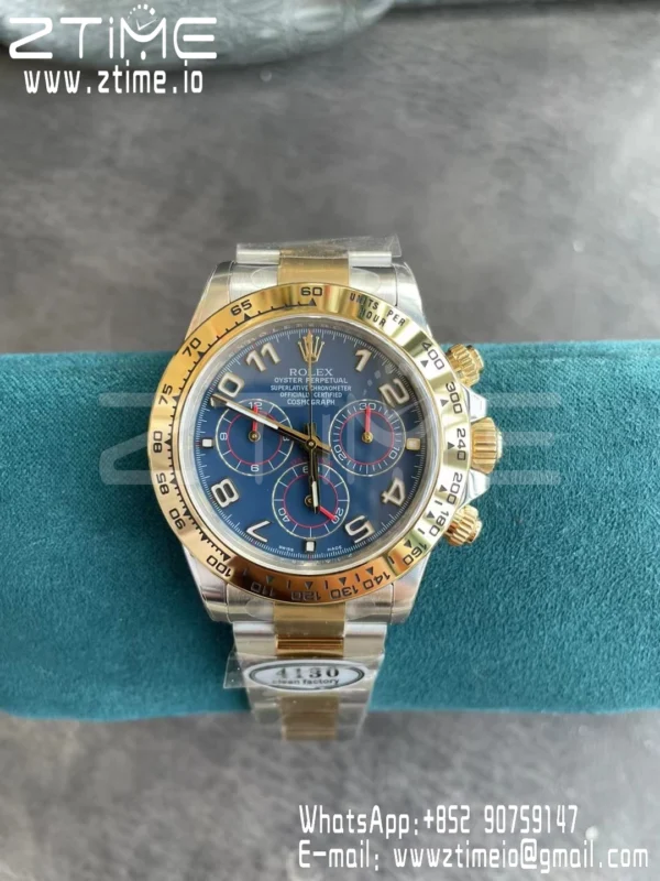 Rolex Rolex Daytona 116503 SS/YG Clean Factory 1:1 Best Edition Blue Dial on SS/YG Oyster Bracelet A4130 - Super Clone Watch | 1:1 Best Version