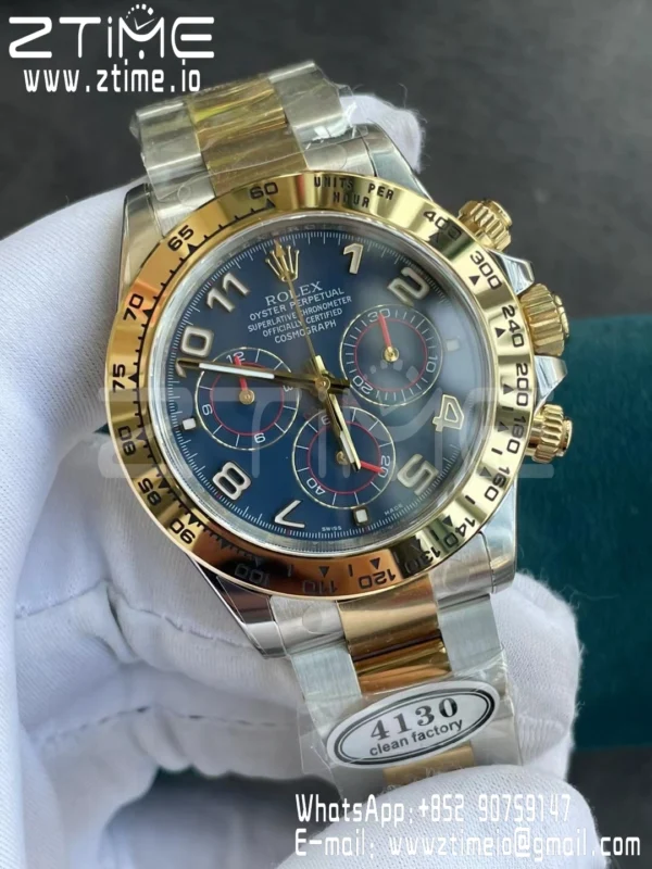 Rolex Rolex Daytona 116503 SS/YG Clean Factory 1:1 Best Edition Blue Dial on SS/YG Oyster Bracelet A4130 - Super Clone Watch | 1:1 Best Version