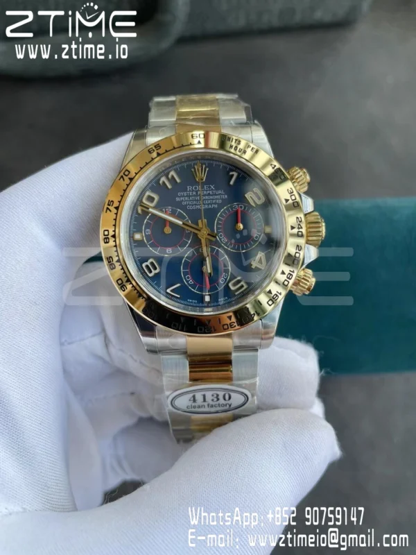 Rolex Rolex Daytona 116503 SS/YG Clean Factory 1:1 Best Edition Blue Dial on SS/YG Oyster Bracelet A4130 - Super Clone Watch | 1:1 Best Version